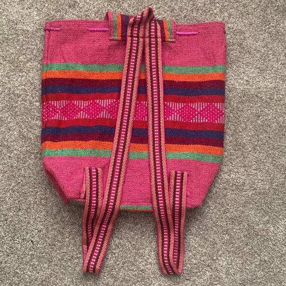 Pinzon Colorful Woven Mexican-Style Drawstring Backpack - Picture 6 of 10